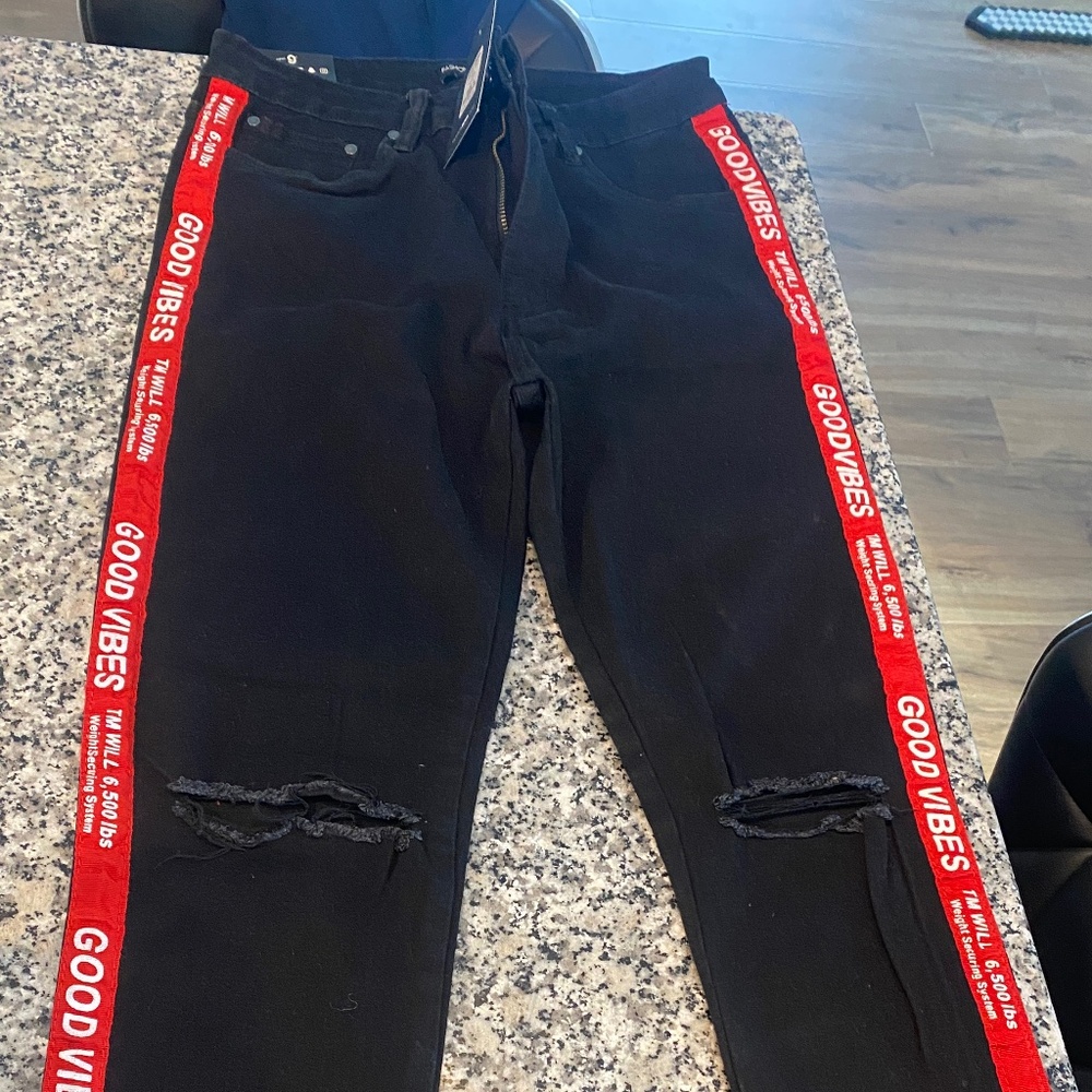 Fashion nova black good vibes jeans